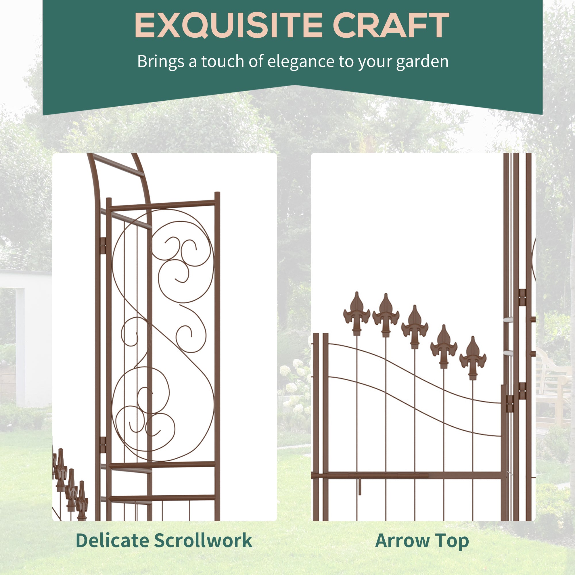 7ft Garden Arch Trellis, Metal Arch, Outdoor Garden Arbor for Climbing Plants, Wedding Decoration