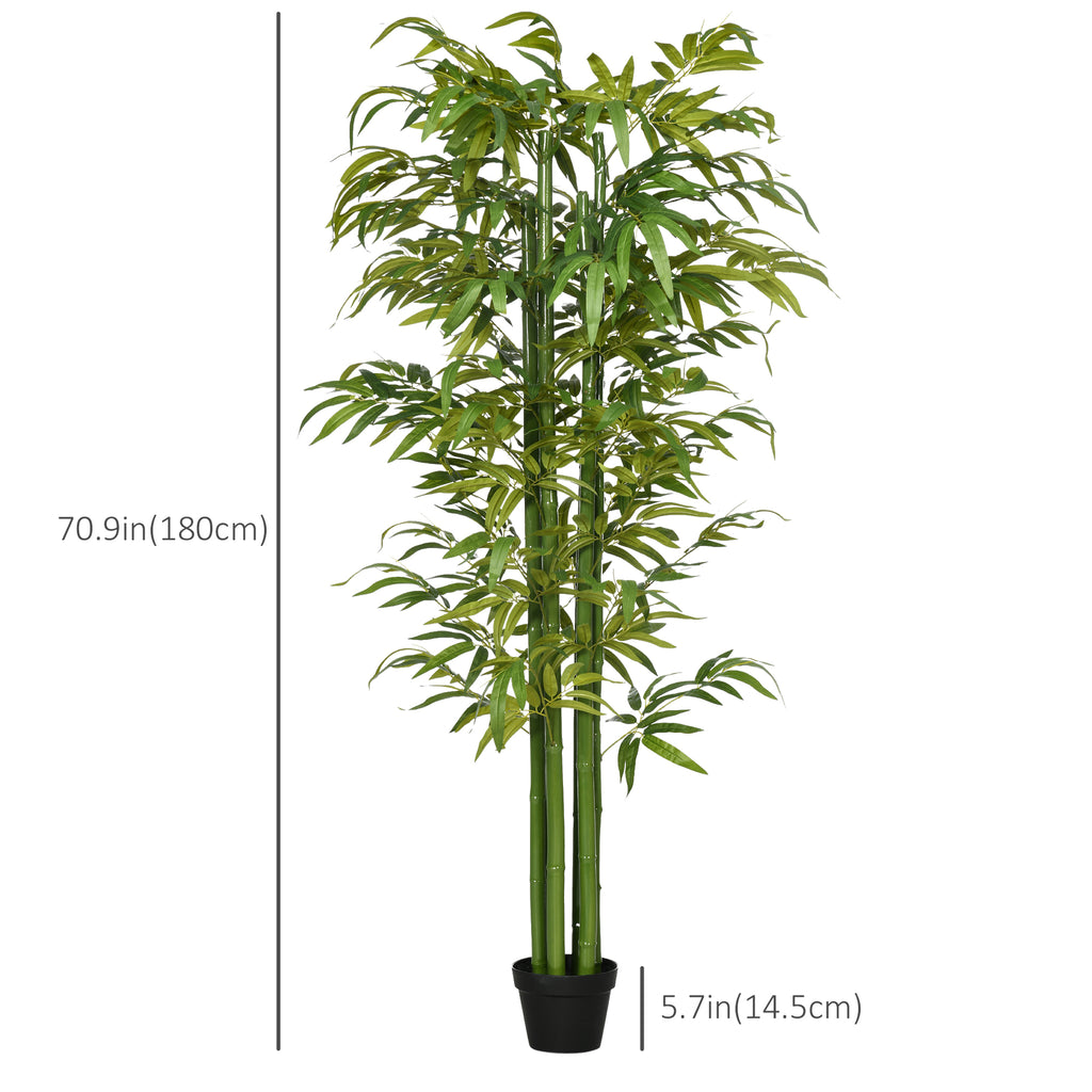 Set of 2 6 FT Artificial Tree Bamboo Tree Fake Plants in Pot for Home Office Living Room Decor, Green