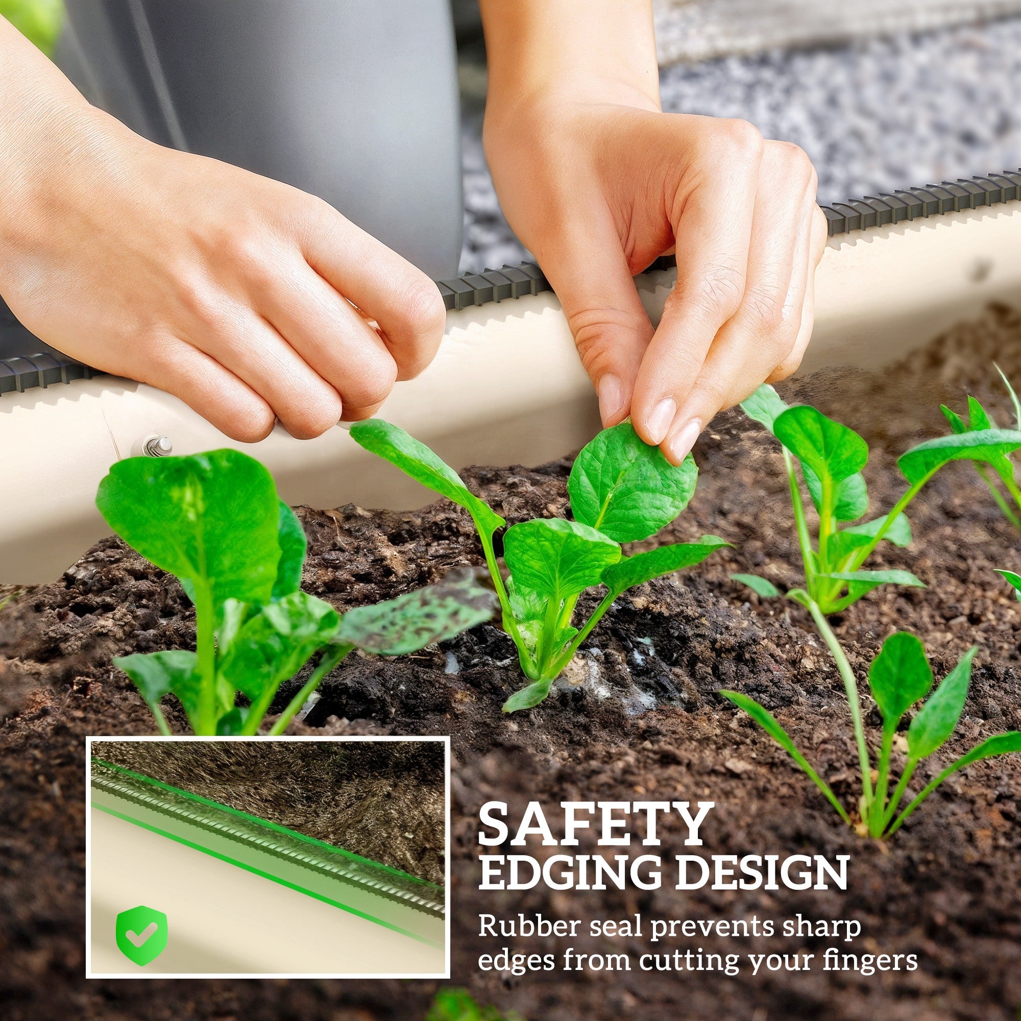 7.9 x 2 x 1ft Galvanized Raised Garden Bed Kit, Metal Planter Box with Safety Edging, Cream White