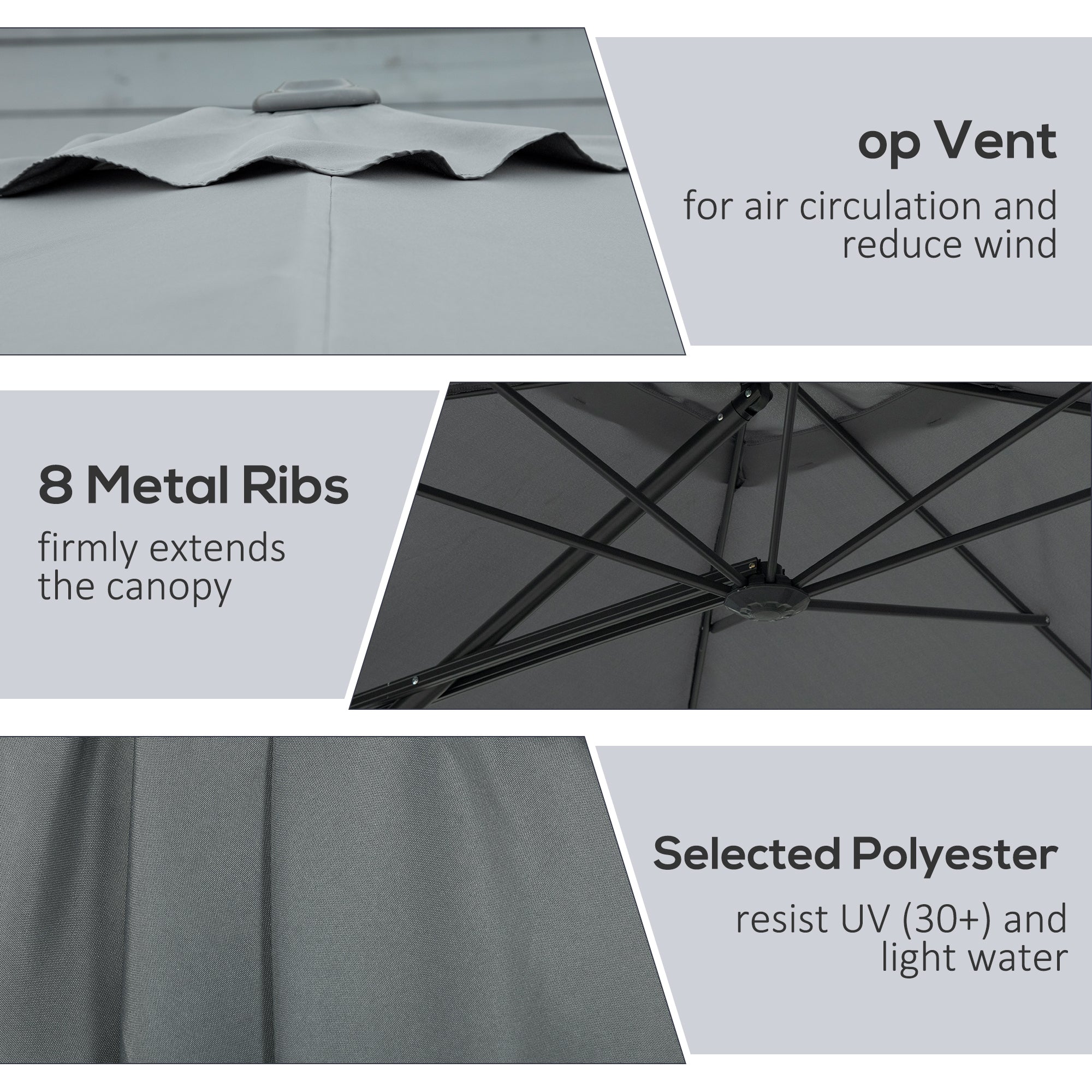 8FT Cantilever Patio Umbrella, Offset Patio Umbrella with Cross Base for Deck, Backyard, Pool and Garden, Hanging Umbrellas, Switch with a Wrench, Dark Gray
