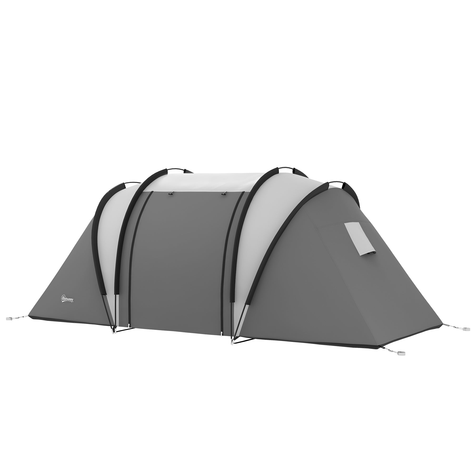 Camping Tent with 2 Bedrooms and Living Area, 3000mm Waterproof Family Tent, for Fishing Hiking Festival, Grey