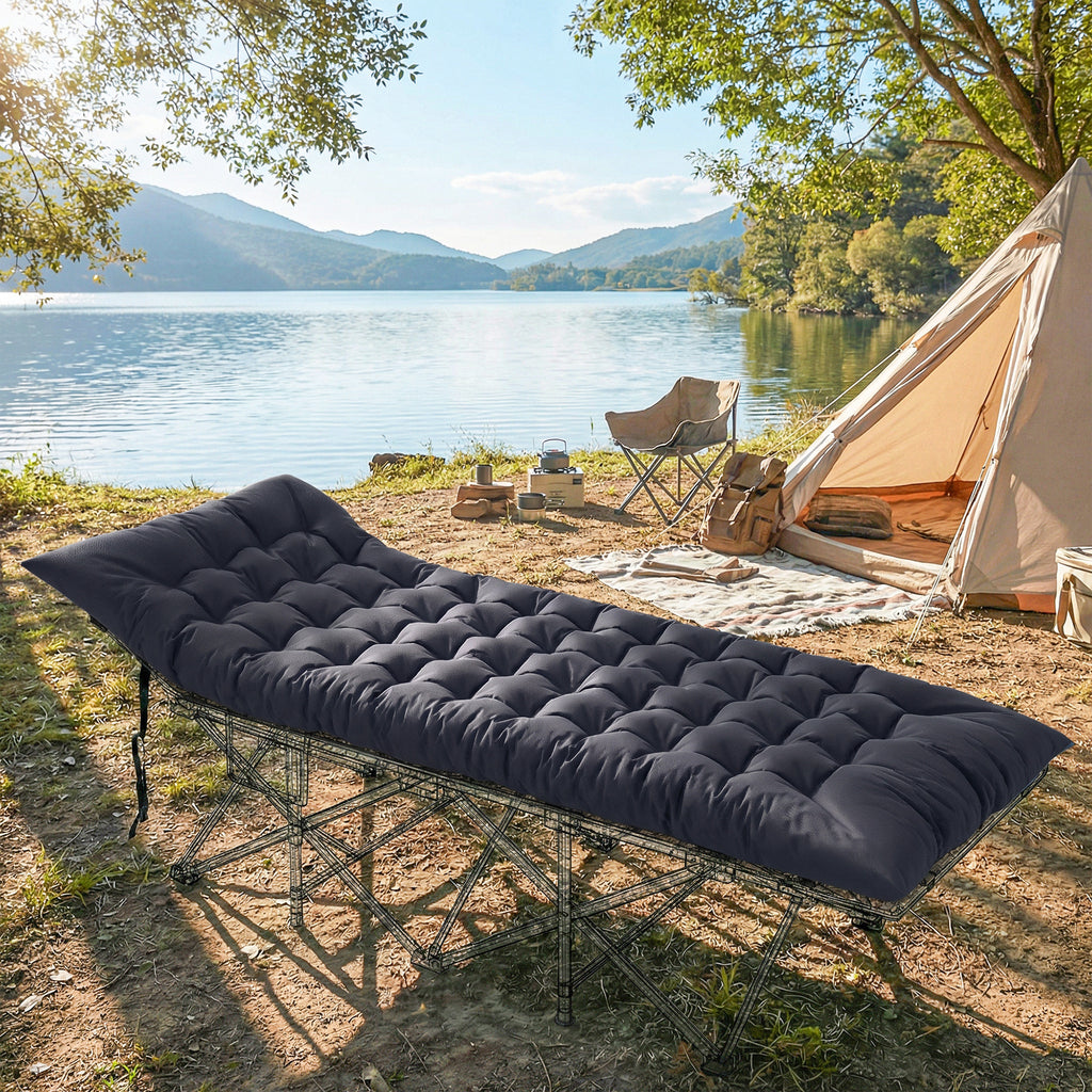 Sleeping Mat, Camping Mat Pad with Elastic Straps, Dark Grey