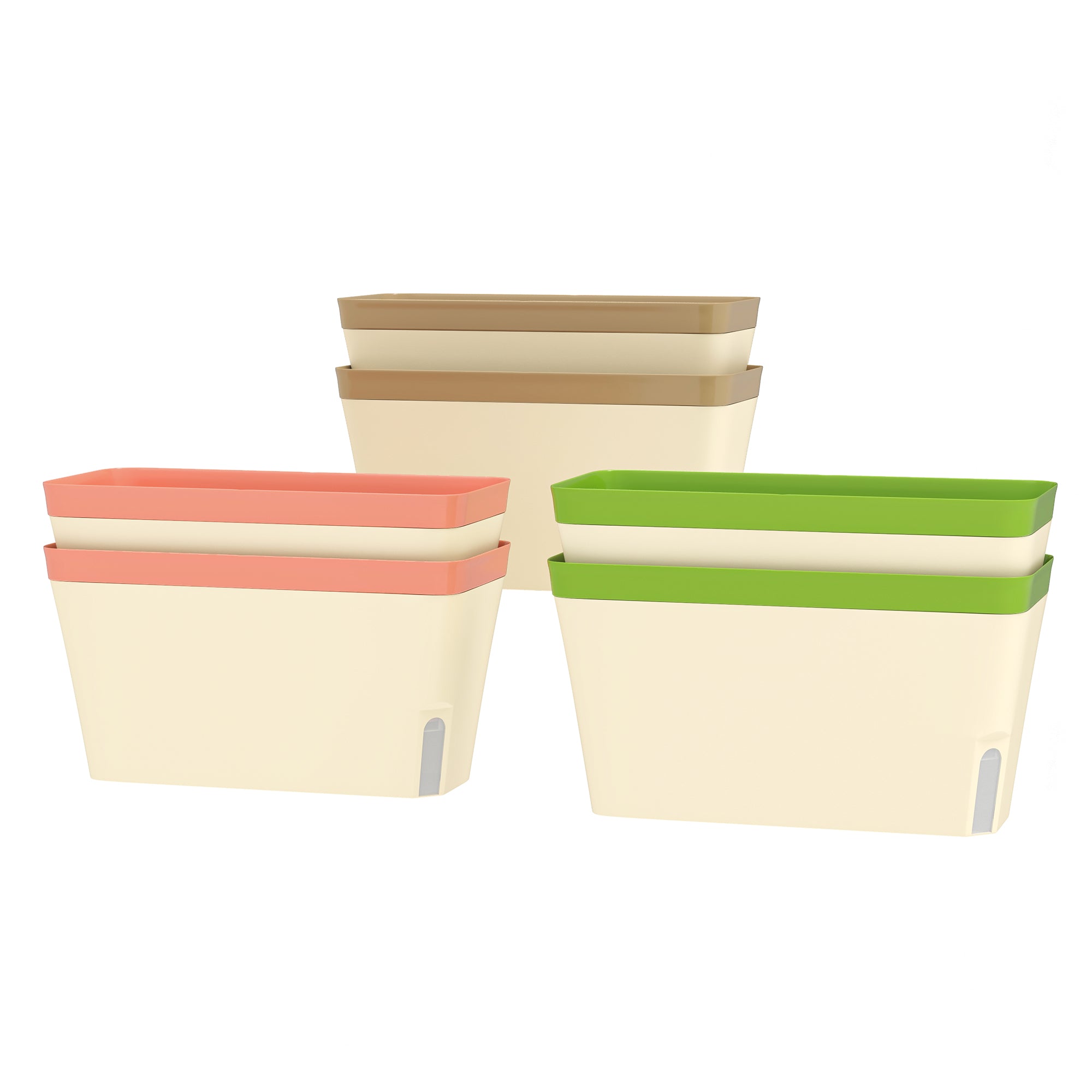 6 Pack Self Watering Flower Pots, 10.5 Inch Planter Box with Water Level Indicator for Vegetables, Succulents Plants