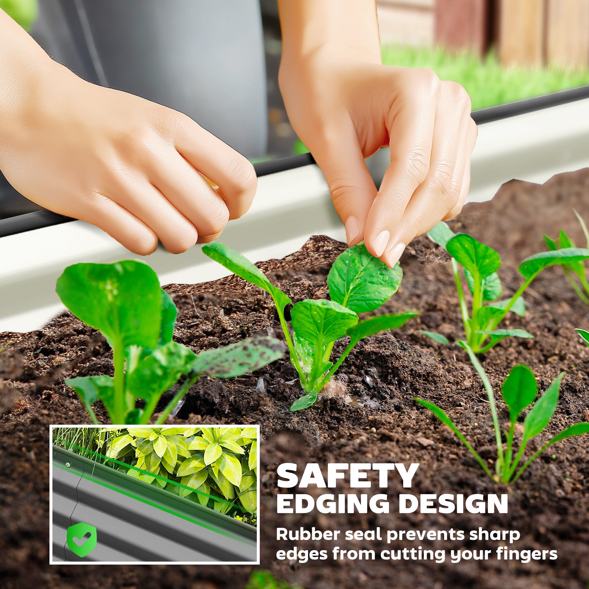 6' x 3' x 1' Large Outdoor Planter Box, Galvanized Raised Garden Bed with Metal Plant Stake, Dark Grey