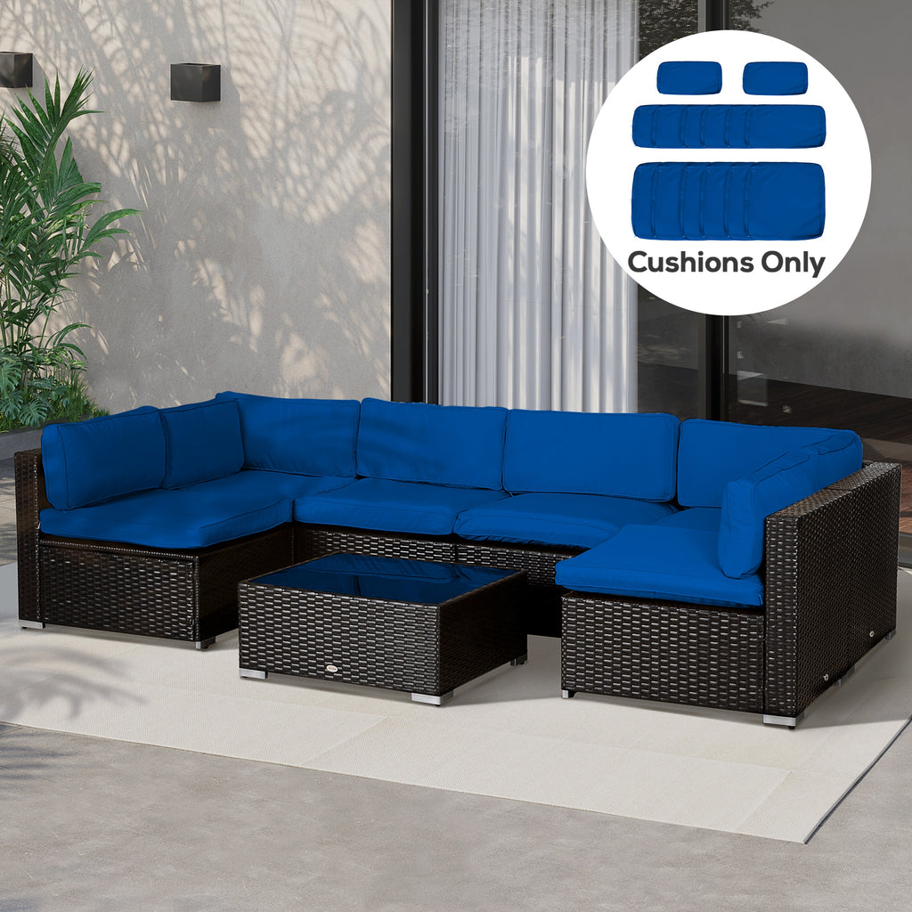 Outdoor 14pc Patio Rattan Sofa Set Cushion Polyester Cover Replacement Set - No Cushion Included Light Blue