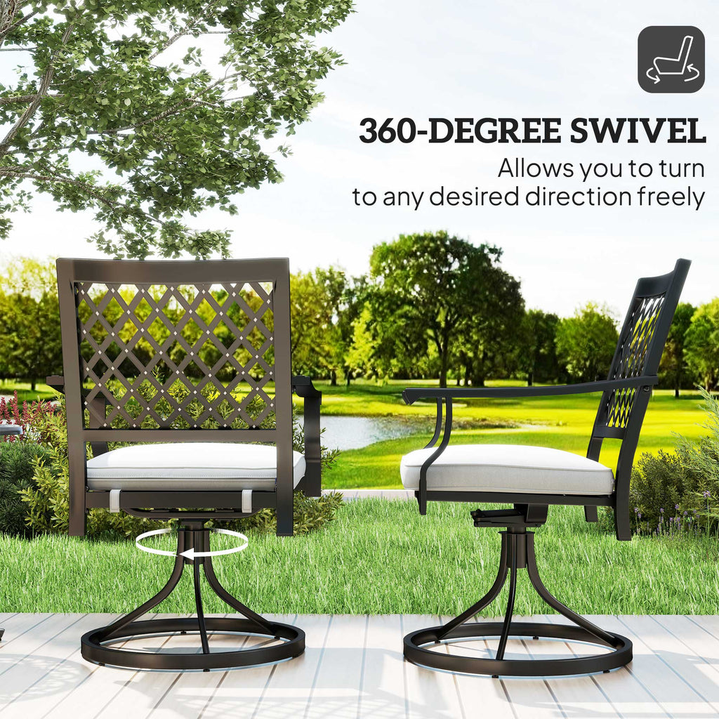 Outdoor Patio Chairs Set of 2, Metal Swivel Rocker Chairs with Cushion and Armrests for Backyard, Garden, Patio