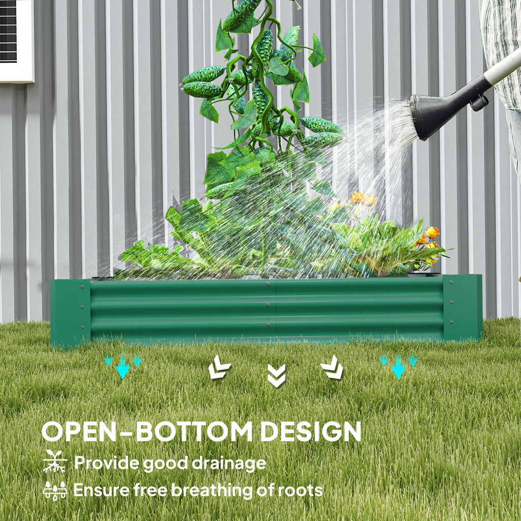 6 x 3 x 1ft Galvanized Raised Garden Bed, Reinforced Outdoor Planter Box with Open Bottom, Green