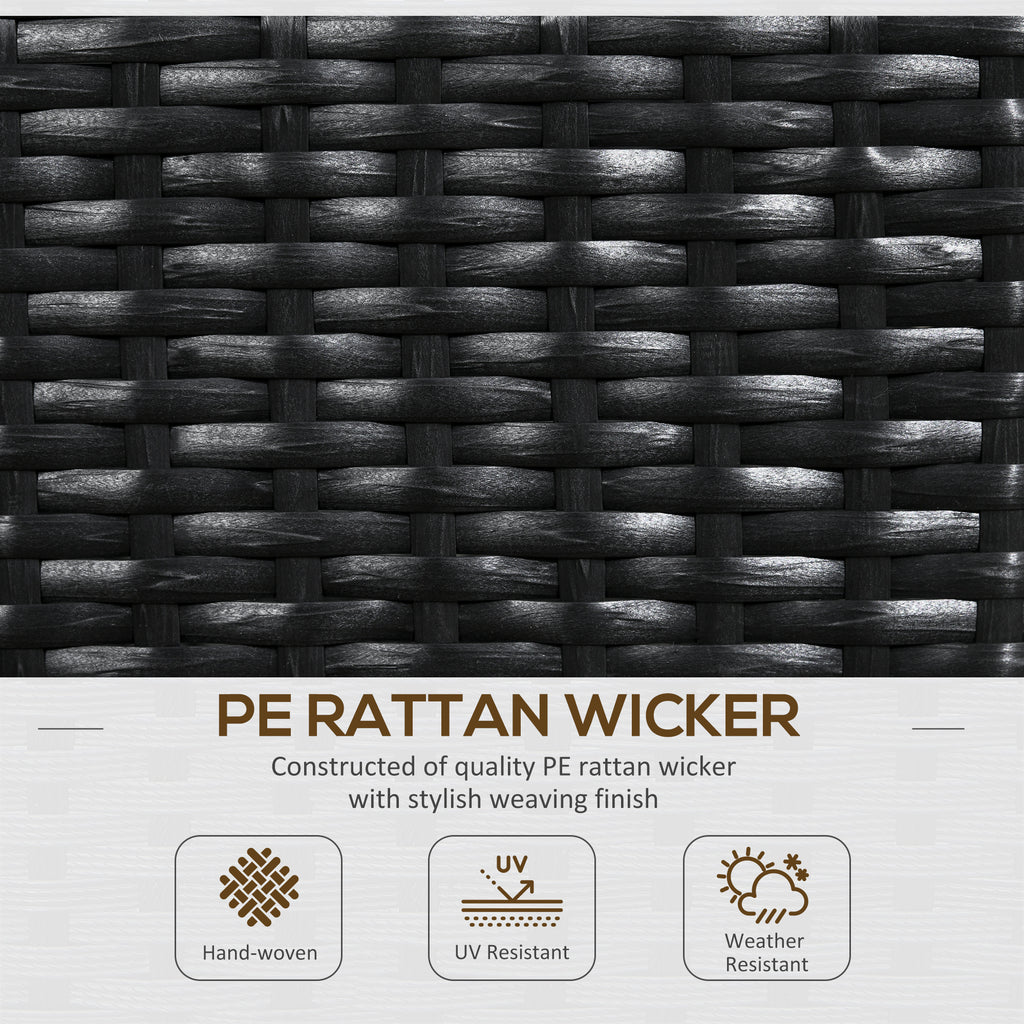 Raised Garden Bed with Lattice Trellis, Rattan Outdoor Planter with Storage for Garden, Patio, Balcony, Black