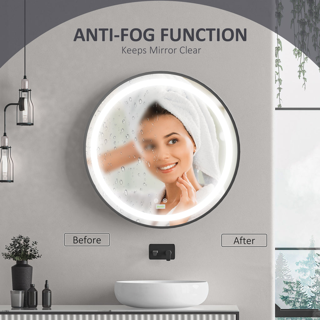 LED Bathroom Mirror for Vanity, Dimmable Lighted Anti Fog Wall Mirror with 3 Temperature Colors, Plug-in, 24 Inch