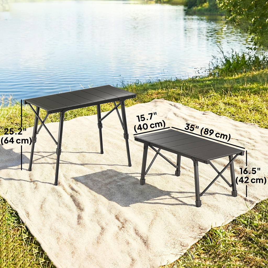Folding Picnic Table Heavy Duty Camping Table with Removable Plates Non-slip Feet for Outdoor BBQ