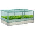 Raised Garden Bed, 5.7 x 3 x 2.3ft Steel Planter Box Outdoor with Cover, Gloves for Growing Vegetables, Flowers, Herbs, Green
