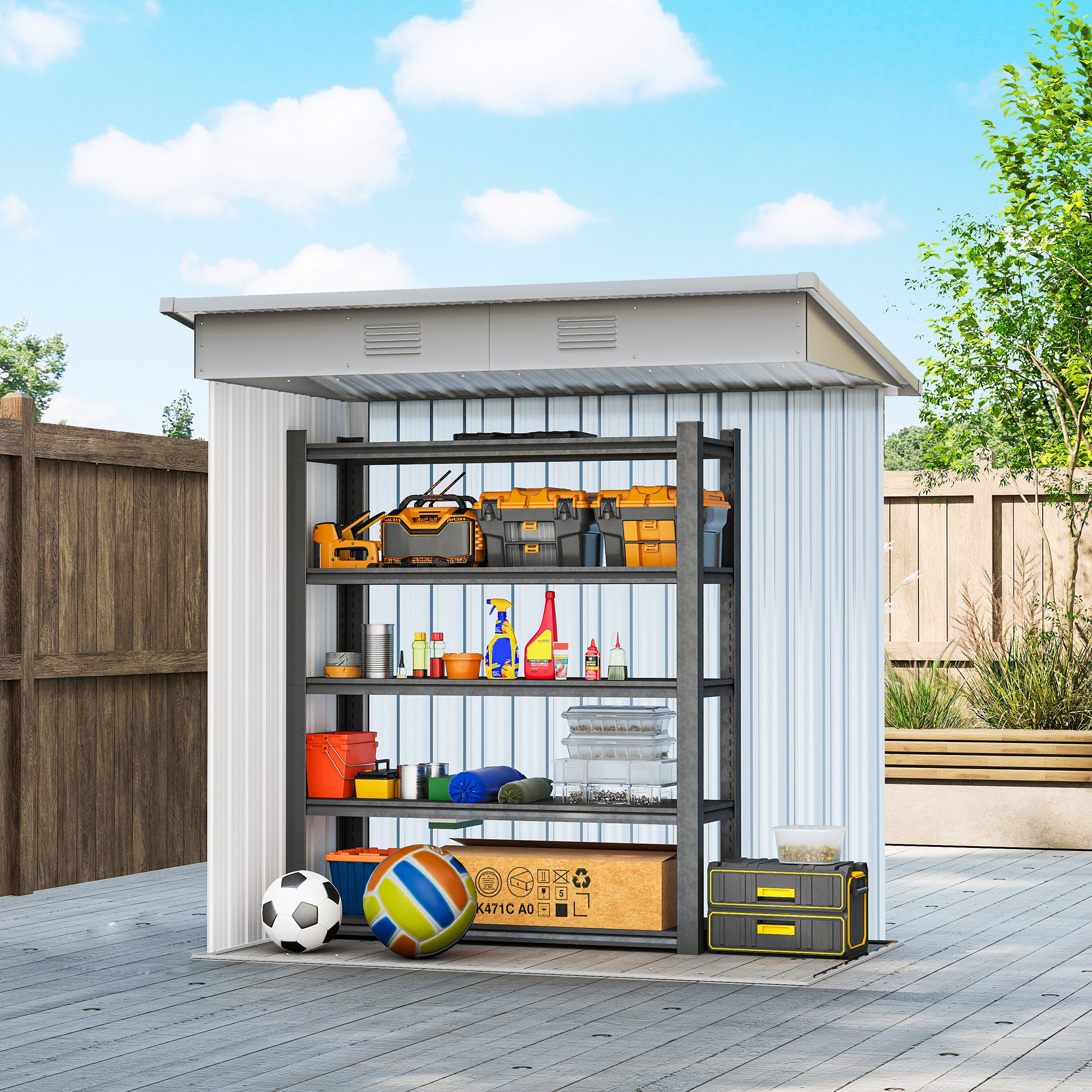 6' x 4' Outdoor Storage Shed, Metal Garden Tool Storage House Organizer with Lockable Sliding Doors and Vents for Backyard Patio Lawn, Charcoal Grey