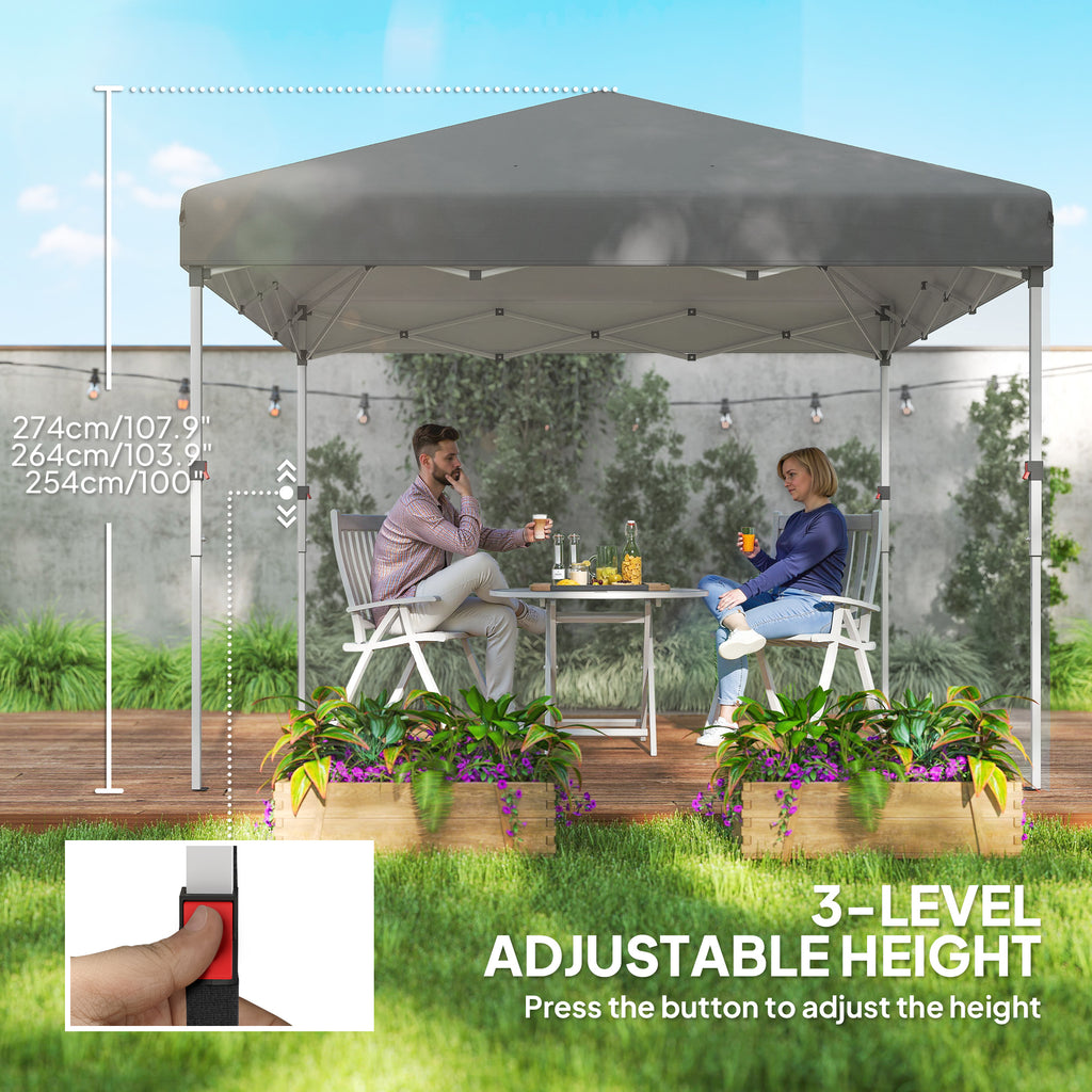 10' x 10' Pop Up Canopy with Sidewalls, Roller Bag, Height Adjustable Instant Tent for Outdoor, Garden, Patio, Grey