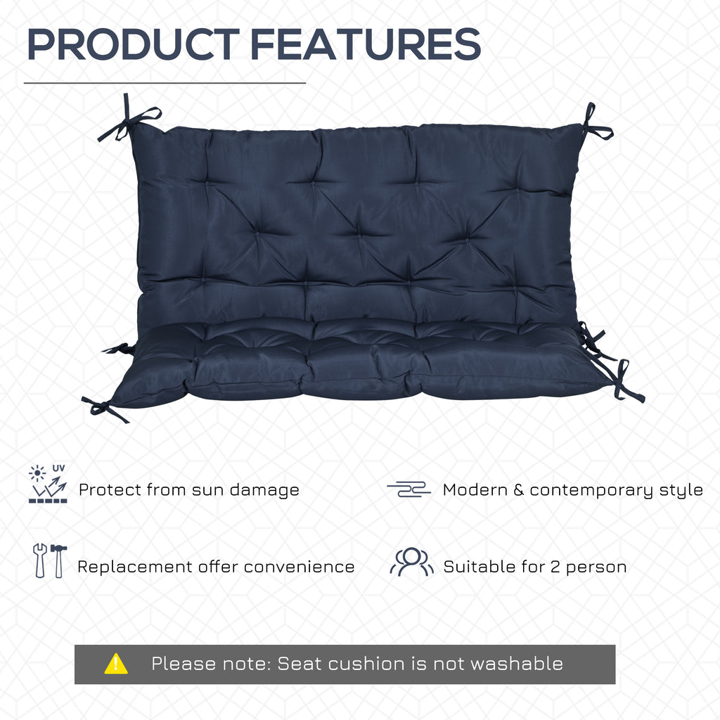 Porch Swing Cushion Garden Bench Cushion with Backrest, Non-Slip 2-seater Soft Pad, Swing Chair Mat Replacement for Indoor and Outdoor, 39.4" x 38.6", Dark Blue