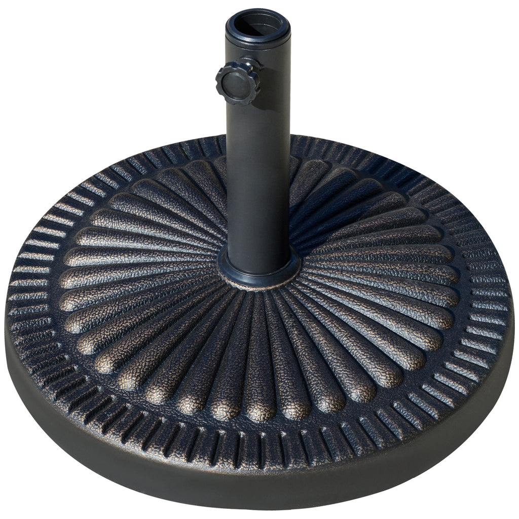 Round Umbrella Base Î¦19.1", 31.5 lbs Resin Stand with Decorative Design for Poles 1.5"/1.9", Bronze