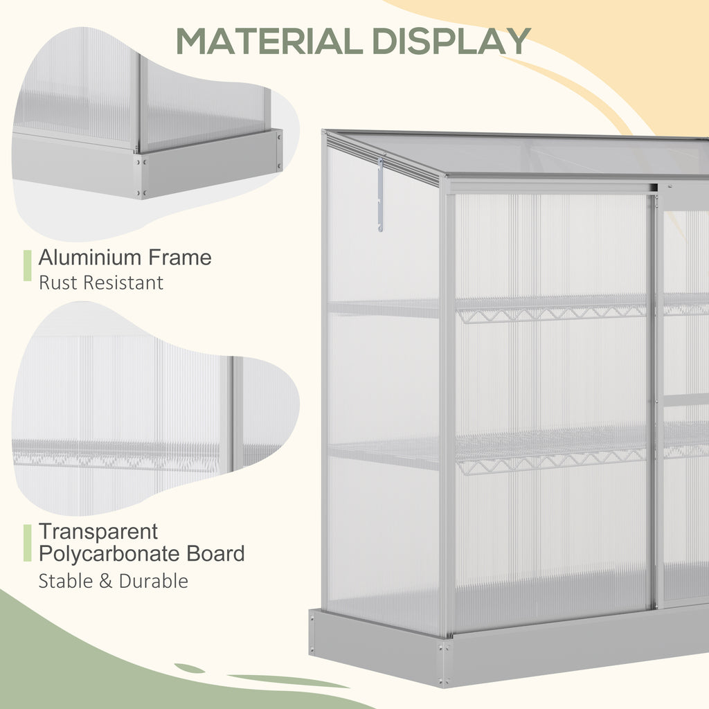 Aluminum Cold Frame Greenhouse, Raised Planter Bed Protection with Openable Top and 2 Shelves for Outdoor Indoor