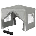 10' x 10' Pop-Up Canopy Tent with Sidewalls, Height-Adjustable, Carry Bag Included, for Outdoor, Garden, Patio, Light Grey