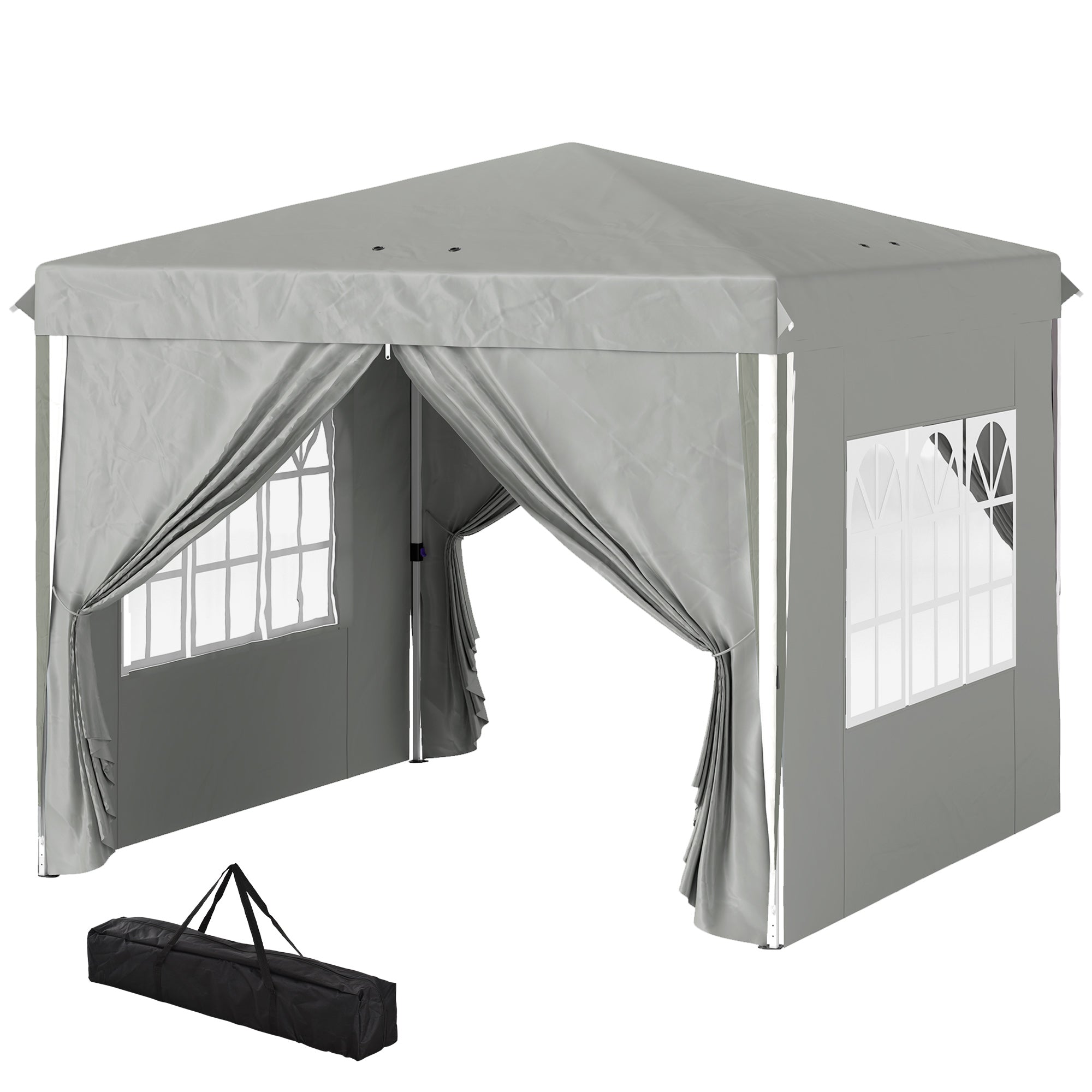 10' x 10' Pop-Up Canopy Tent with Sidewalls, Height-Adjustable, Carry Bag Included, for Outdoor, Garden, Patio, Light Grey
