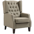 Faux Leather Accent Chair with Thick Padding for Living Room, Bedroom, Home Office, Khaki