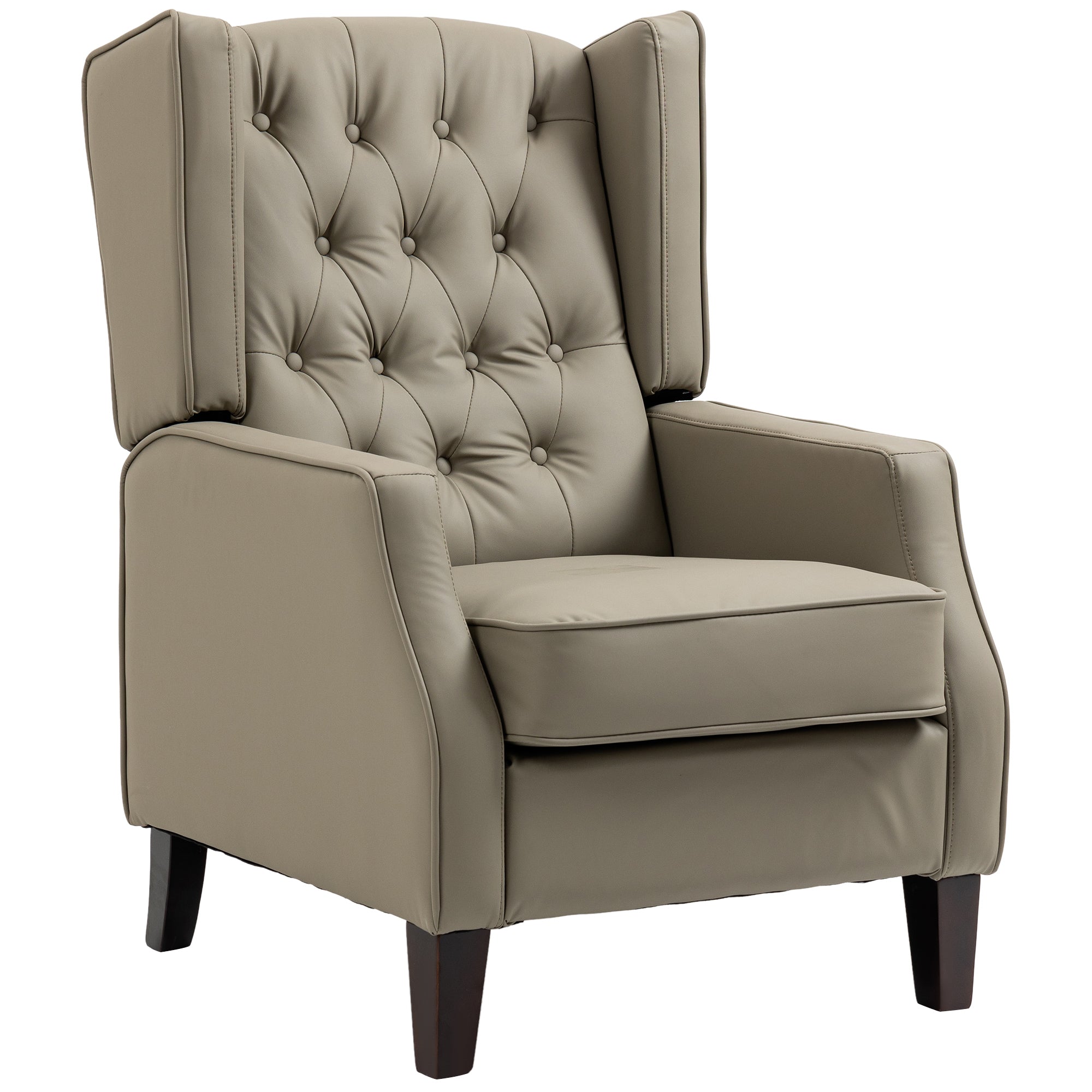 Faux Leather Accent Chair with Thick Padding for Living Room, Bedroom, Home Office, Khaki