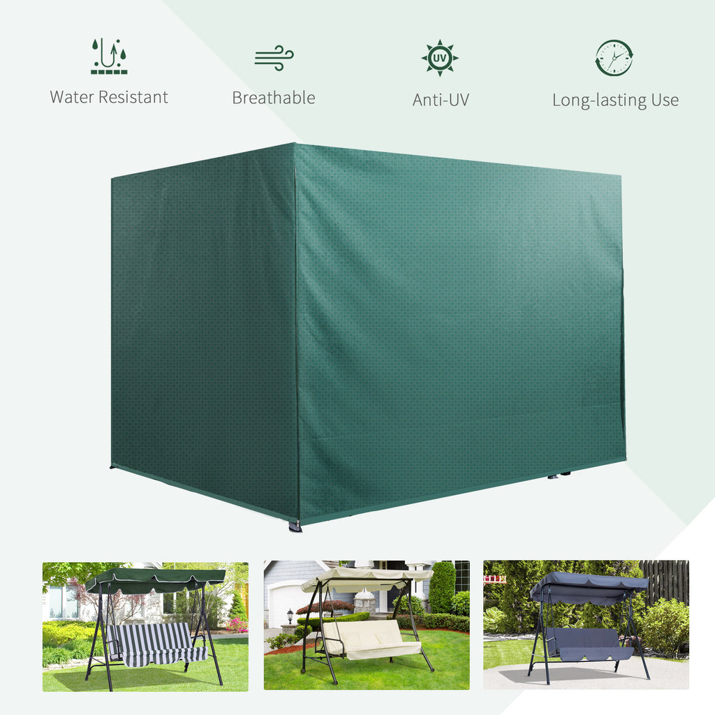 3-Seater Patio Swing Cover, Outdoor Garden Furniture Protection Hammock Glider Cover, Waterproof Dustproof Windproof, 85" x 61" x 59", Dark Green