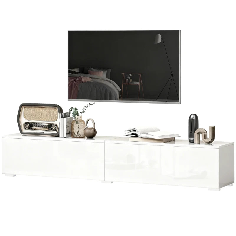Large 70.9 Inch Floating TV Stand, High Gloss Black Media Entertainment Center