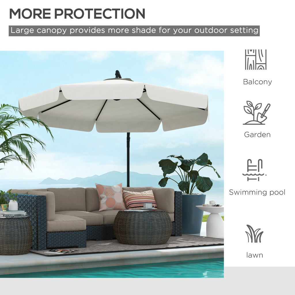 11 FT Cantilever Patio Umbrella Offset Parasol with Cross Base and 8 Ribs for Garden, Cream White