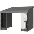 10' x 10' Wall Pergola with 2 Curtains and 2 Nettings UV Resistant Gazebo for Patio, Deck, Dark Grey