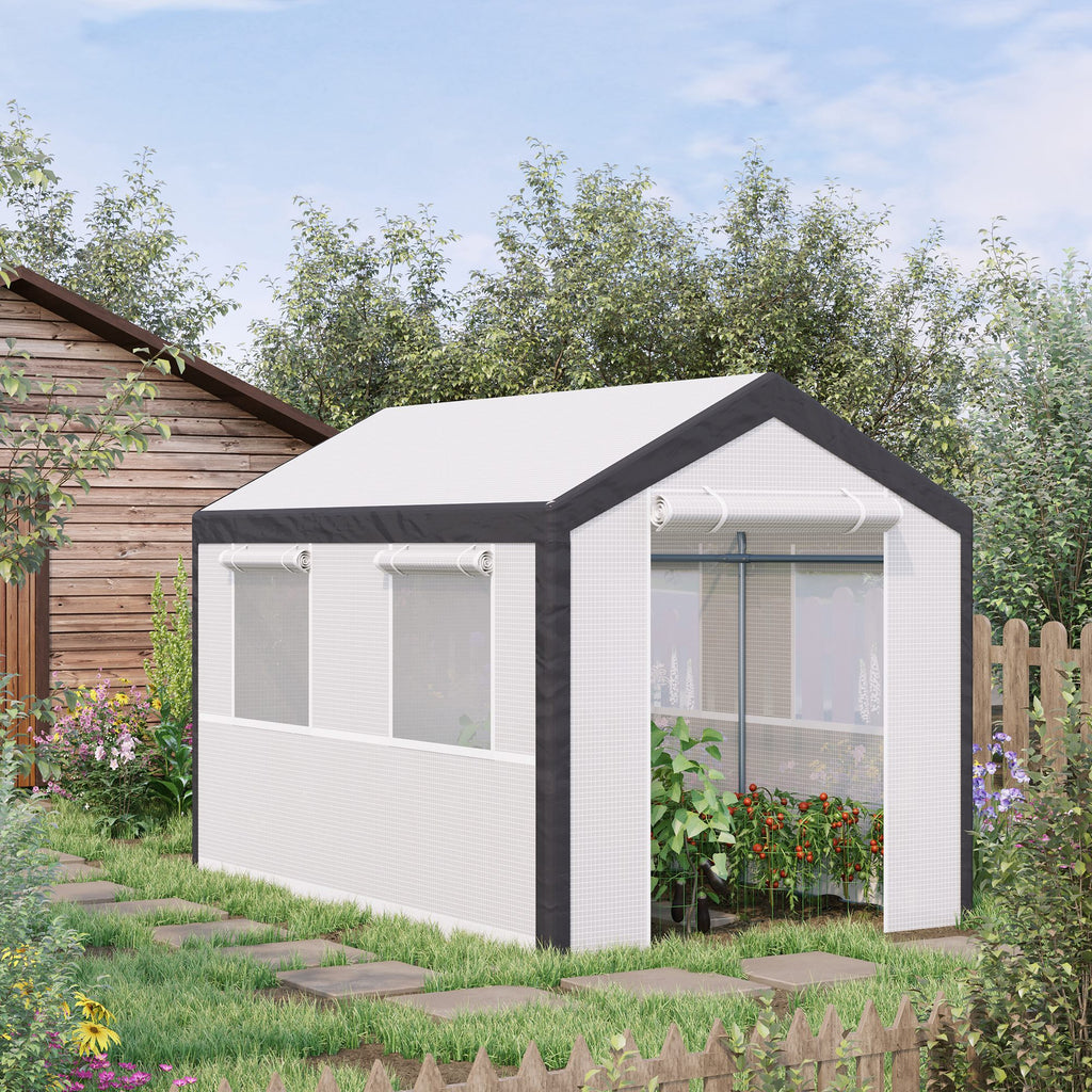 6.6' x 10' x 7' Heavy Duty Walk-In Greenhouse Vegetable Seed Growth Tent Outdoor Plant Growing Tunnel Warm House Flower Shed Backyard White