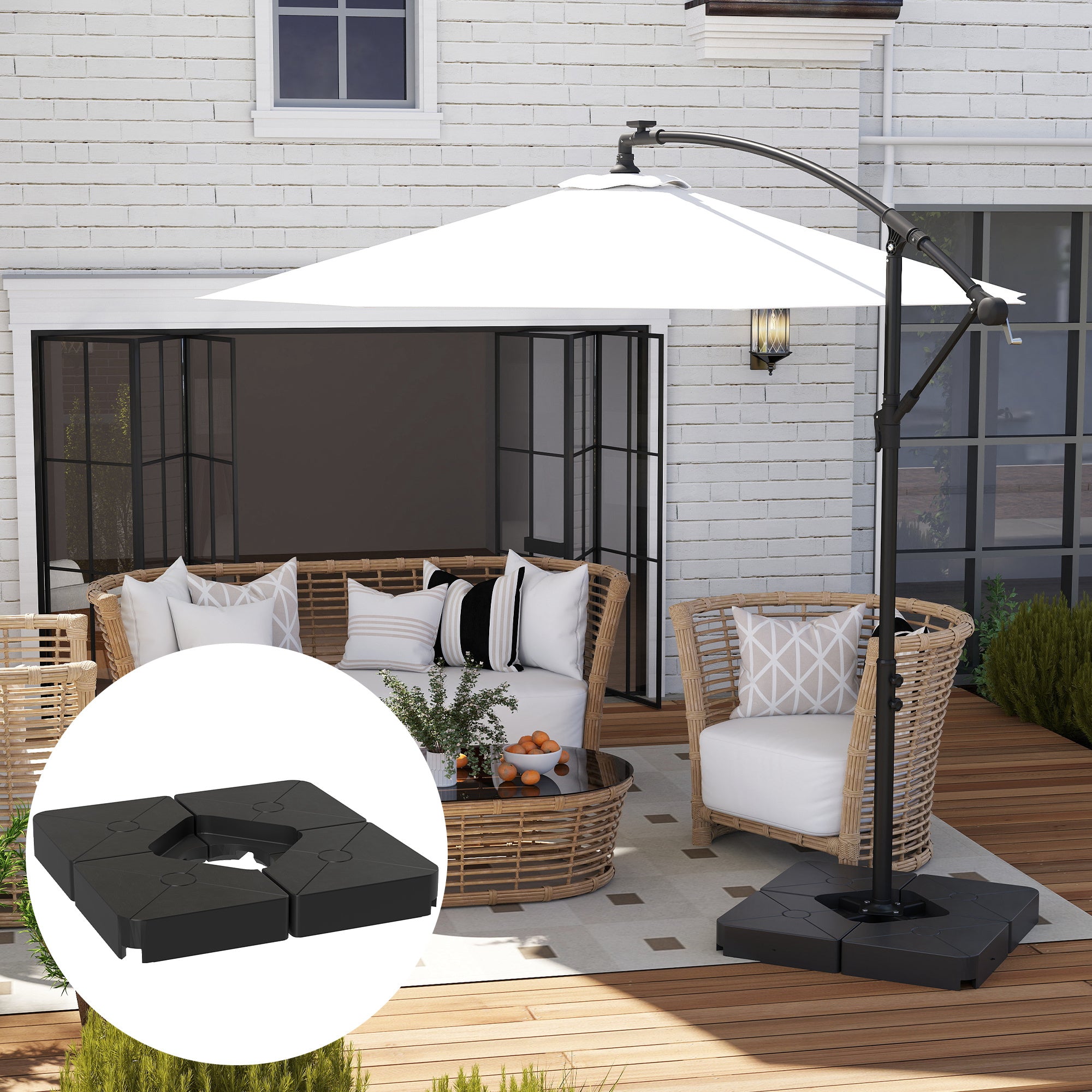 Umbrella Weights for Cantilever Parasols, Set of 4 Heavy Duty Parasol Base Weights, Black