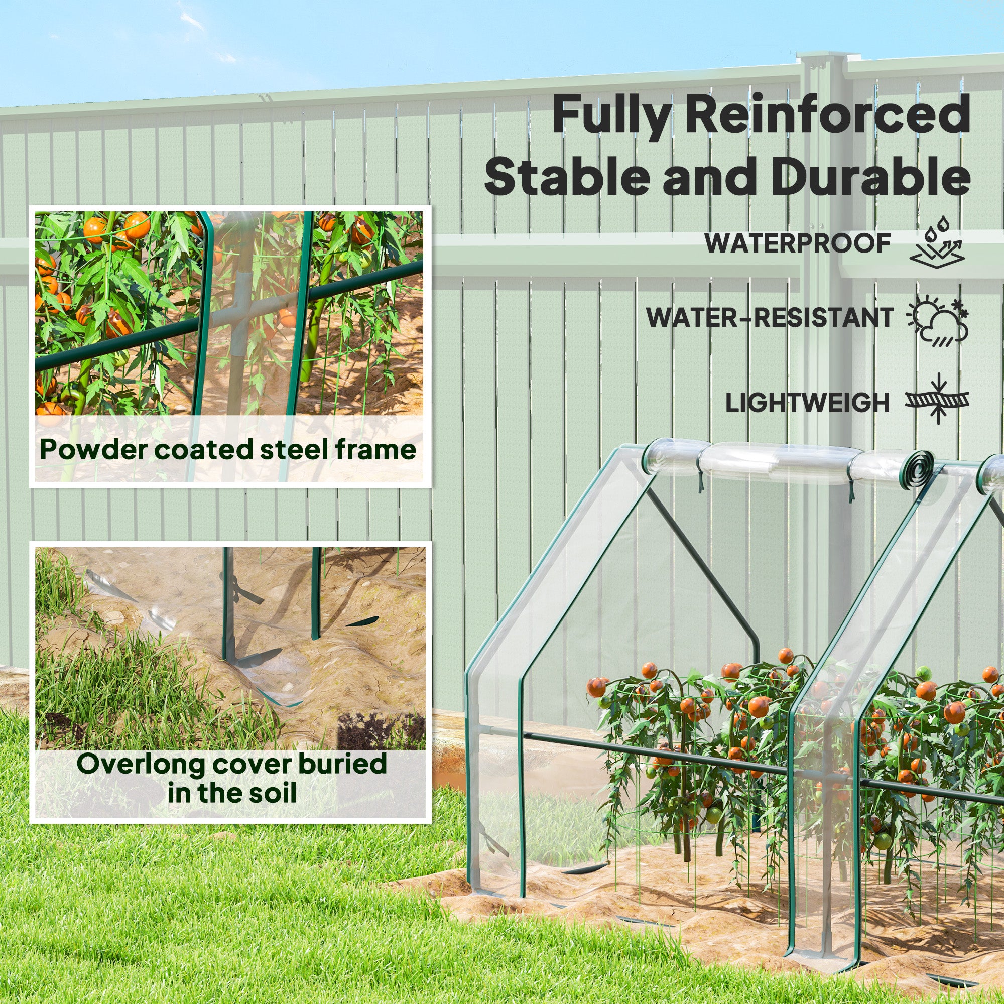 Portable Mini Greenhouse Tunnel Growing Tent Plants Flower Warm House w/ Zippered Roll-up Doors, Clear