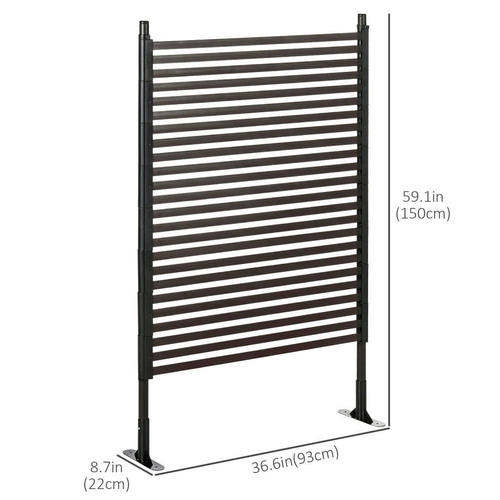 Picket Metal Garden Fence for Hard & Soft Ground, 5 ft(H) Standing Outdoor Fencing with Feet, Animal Barrier Flower Bed Landscape Edging, Brown