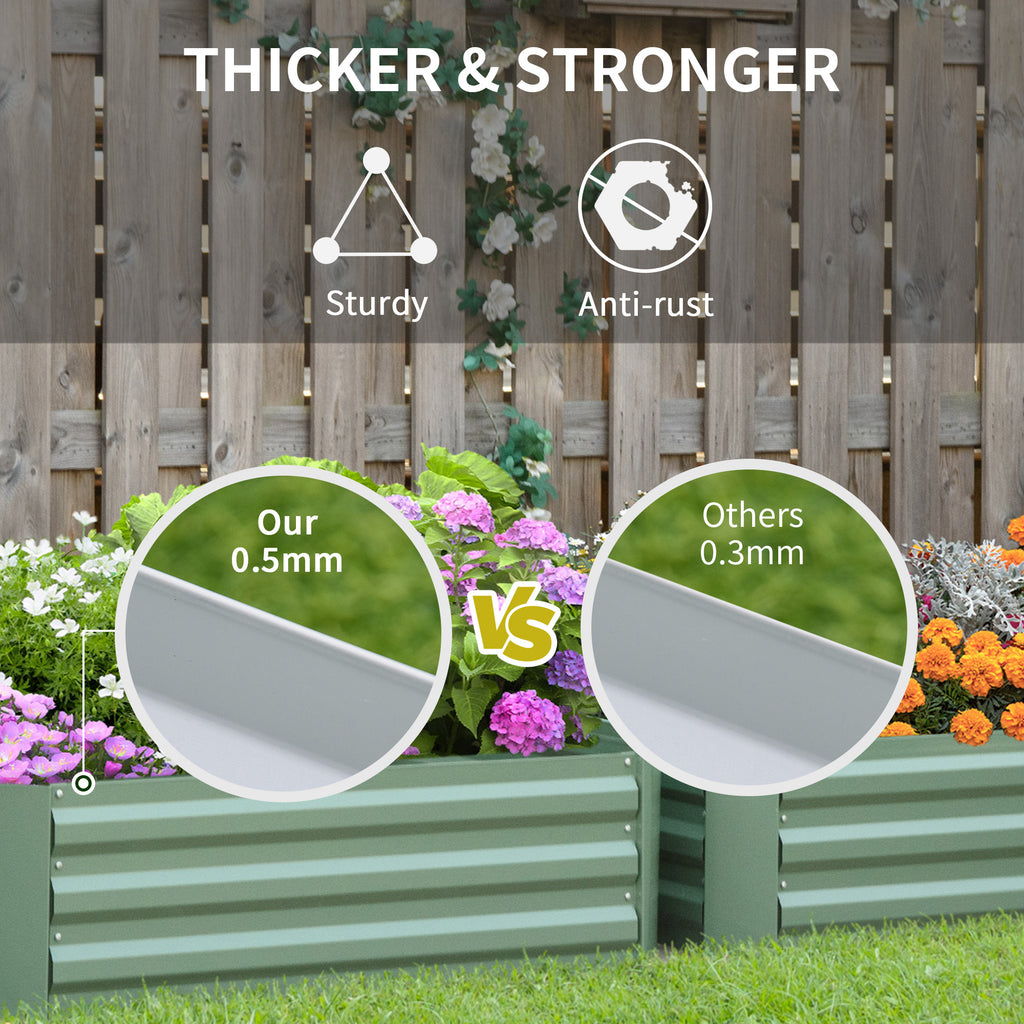 39" x 39" x 12" Set of 2 Raised Garden Bed, Elevated Planter Box with Galvanized Steel Frame for Growing Flowers, Herbs, Succulents, Green