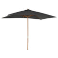 7' x 10' Wooden Patio Umbrella, Rectangle Garden Parasol, Outdoor Sunshade Canopy with Bamboo Ribs for Garden, Dark Grey