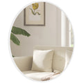 36" Round Mirror, Bathroom Wall Mirror with Metal Frame, Decorative Vanity Mirror for Living Room, Bedroom, White