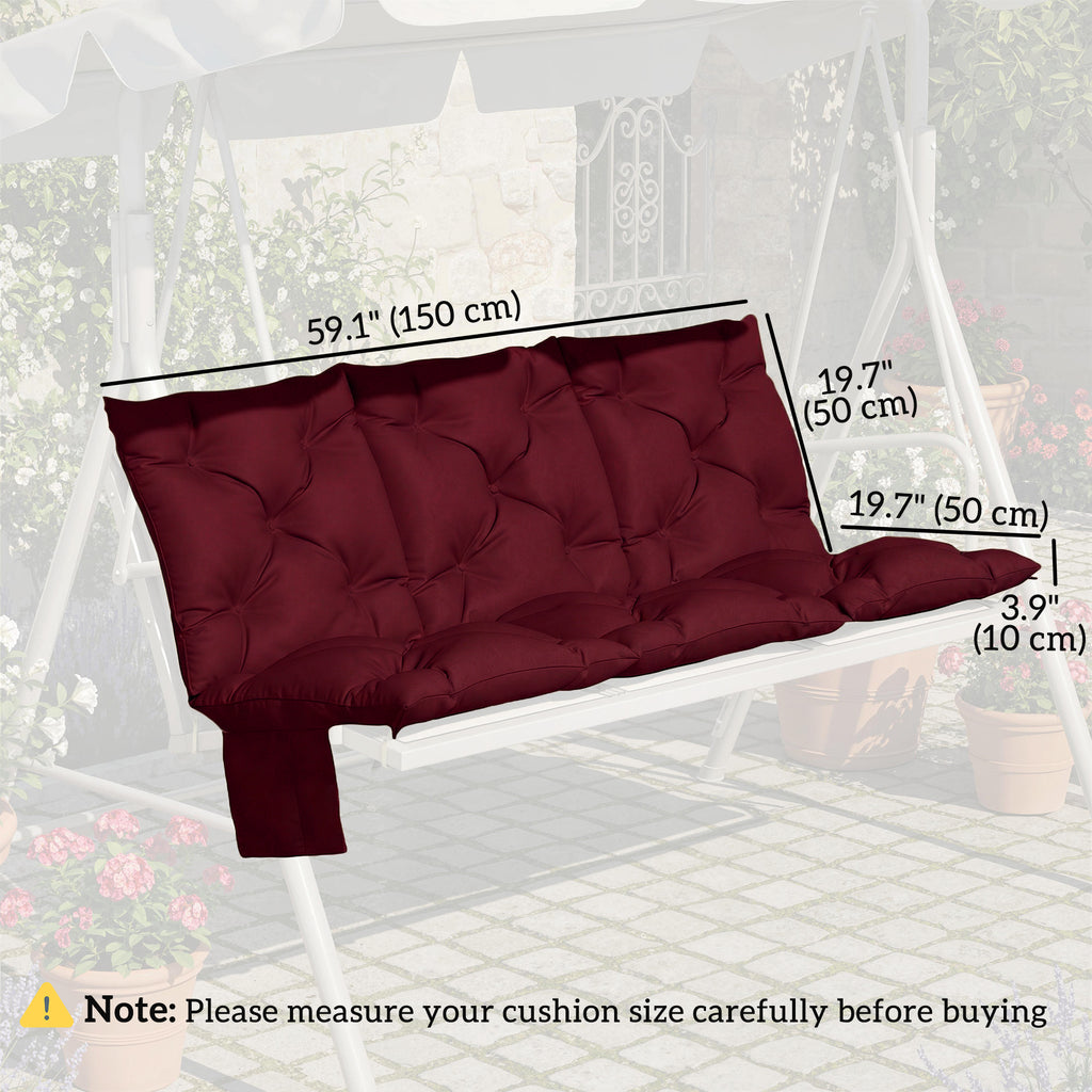 Bench Cushion Water-Repellent Outdoor Furniture Pad Seater Swing Chair 59.1" x 39.4" Wine Red