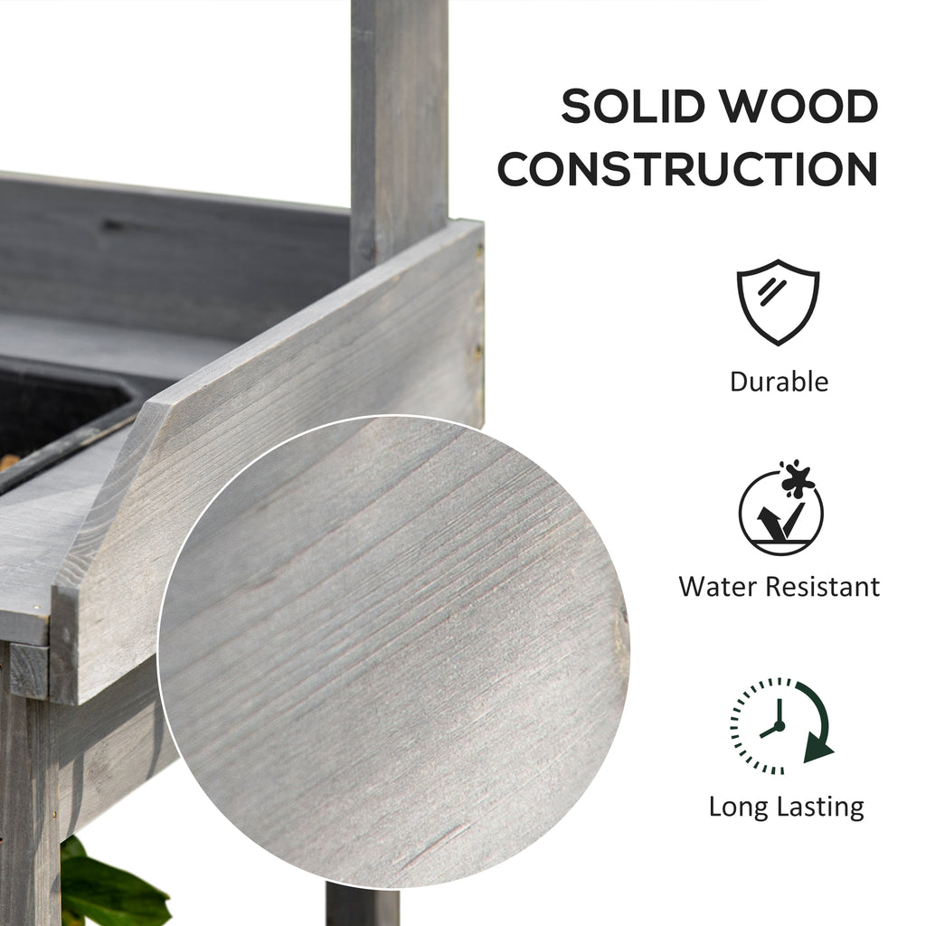 Potting Bench Table Garden Work Bench Workstation with Drawer, Removable Sink, Storage Shelves and Hooks for Patio, Courtyards, Balcony