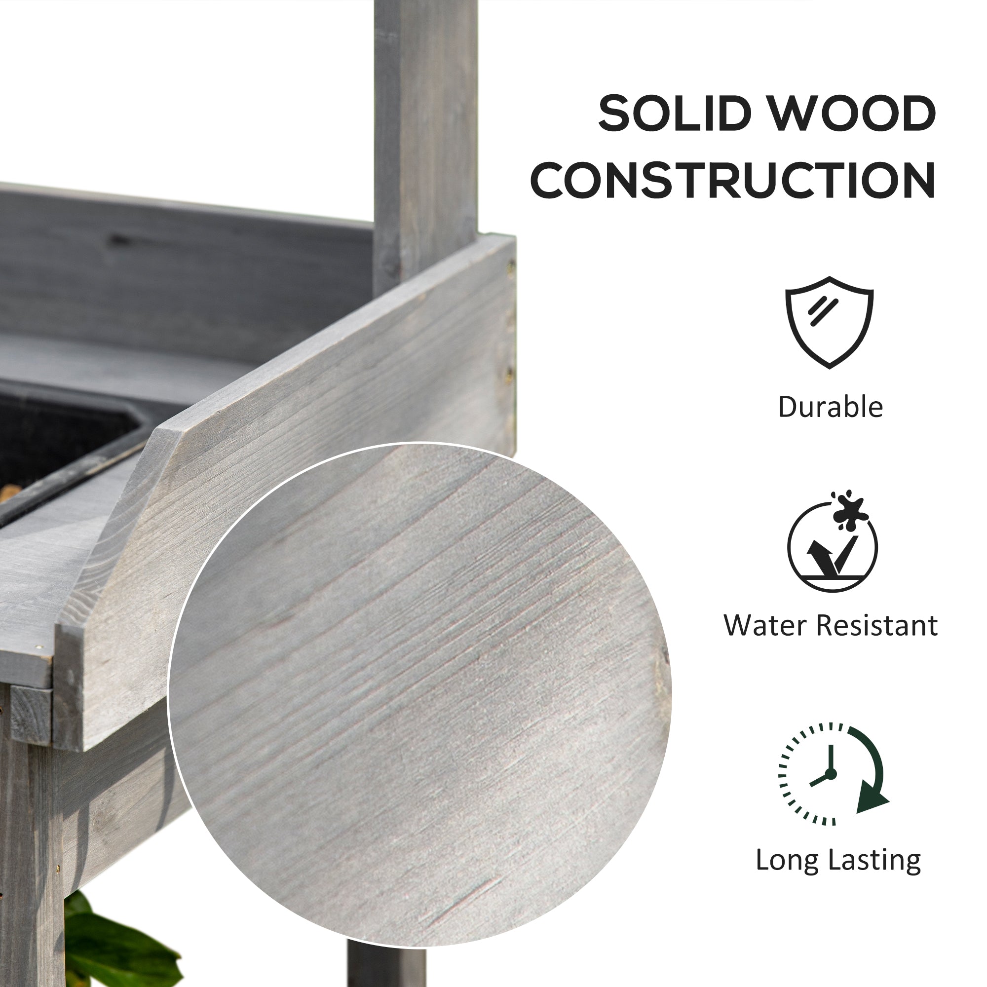 Potting Bench Table Garden Work Bench Workstation with Drawer, Removable Sink, Storage Shelves and Hooks for Patio, Courtyards, Balcony