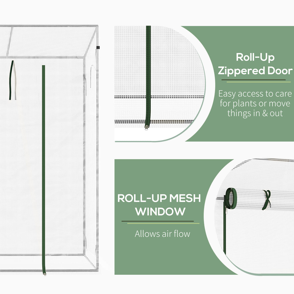 6.6' x 2.5' x 5.5' Patio Hot House, Walk-in Garden Greenhouse with Steel Frame, Door, Window for Balcony, Patio, White