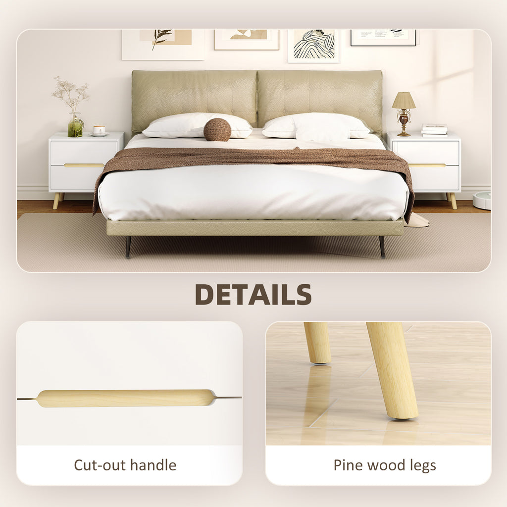 Nightstands Set of 2, Bedside Table with 2 Drawers, Modern Side End Table with Solid  Wood Legs for Bedroom, White