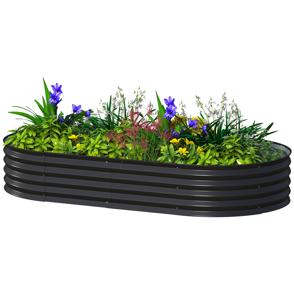 6 x 3 x 1ft Galvanized Raised Garden Bed Kit, Metal Planter Box with Safety Edging,  Black