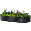 6 x 3 x 1ft Galvanized Raised Garden Bed Kit, Metal Planter Box with Safety Edging,  Black