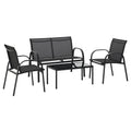 4-Piece Patio Furniture Set Garden Conversation Set with Loveseat, Single Chairs and Coffee Table for Backyard Poolside Balcony