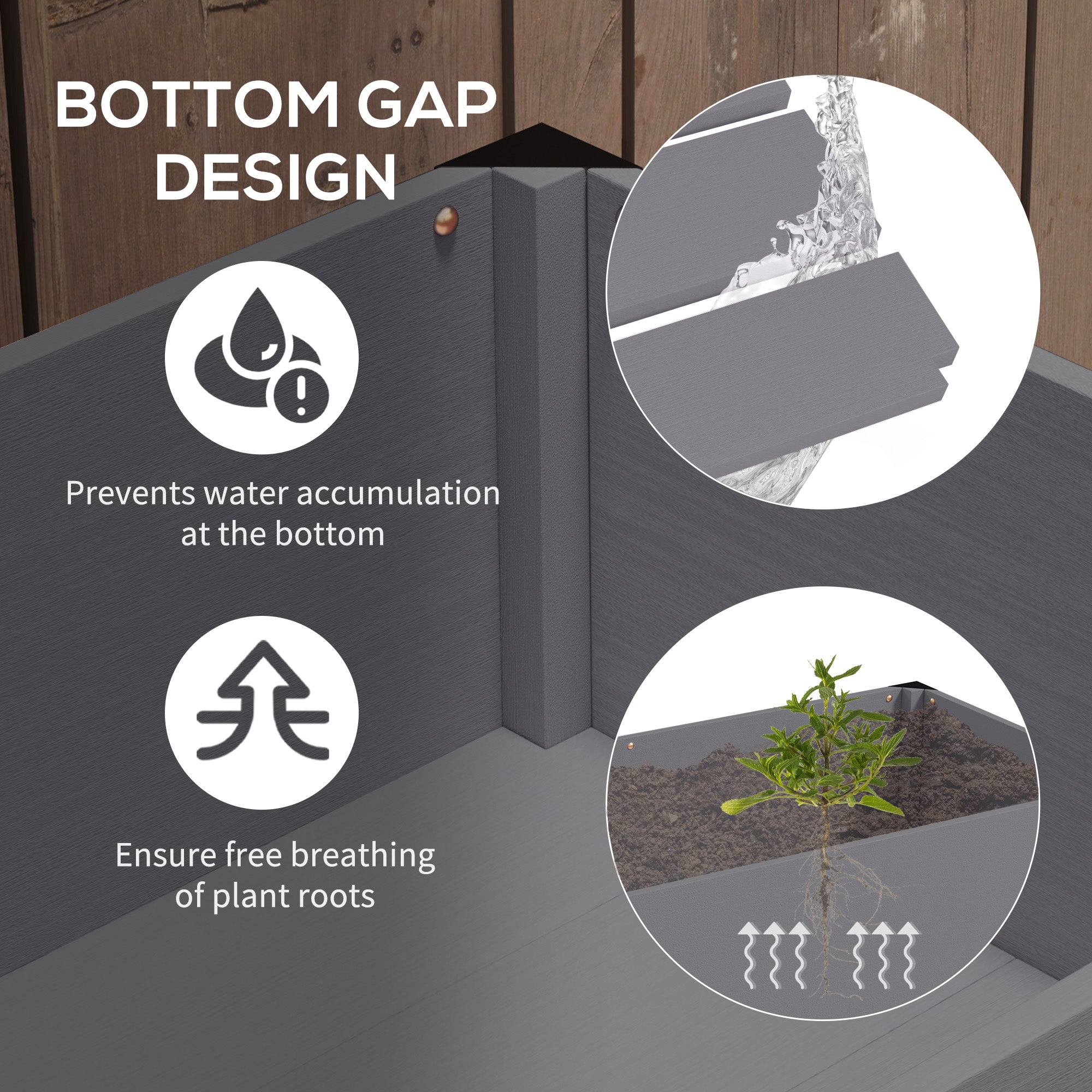 Raised Garden Bed, Elevated Planter Box, 47"x24"x29" with Legs, Metal Frame, Wooden Planter Pot for Backyard, Patio to Grow Vegetables, Herbs, and Flowers, Grey