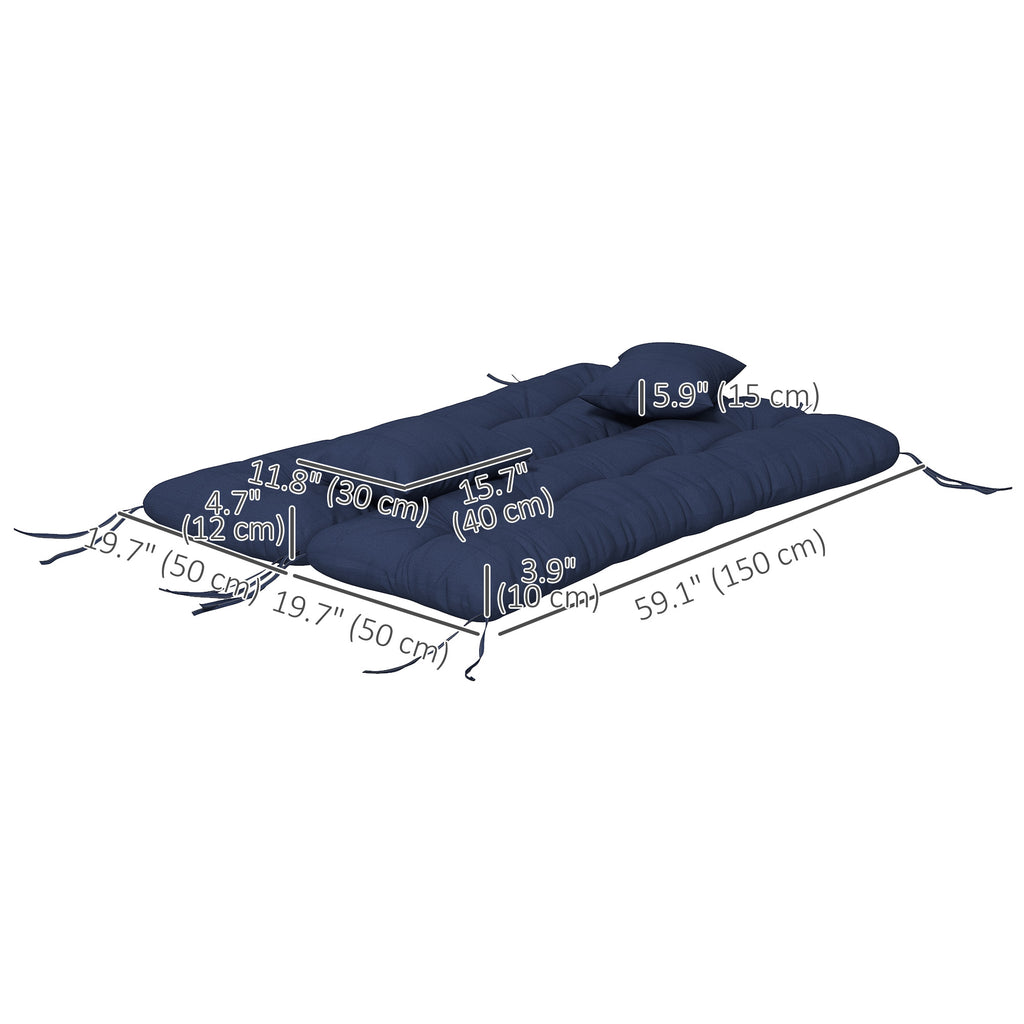 4-Piece Back and Seat Cushion Pillows Replacement and Pillows, Patio Chair Cushions Set with Ties, Navy Blue