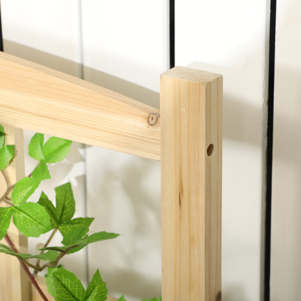 Wood Planter Box with Trellis for Climbing Plants, Raised Garden Bed for Outdoor Flowers Herbs, 43"x46"x47", Natural