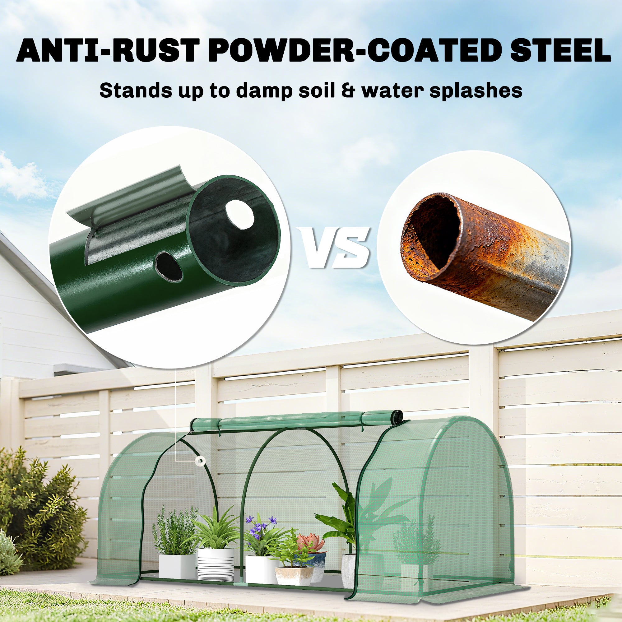 Mini Greenhouse Portable Hot House for Plants with Zippered Doors for Outdoor, Indoor, 79" x 39" x 32", Green
