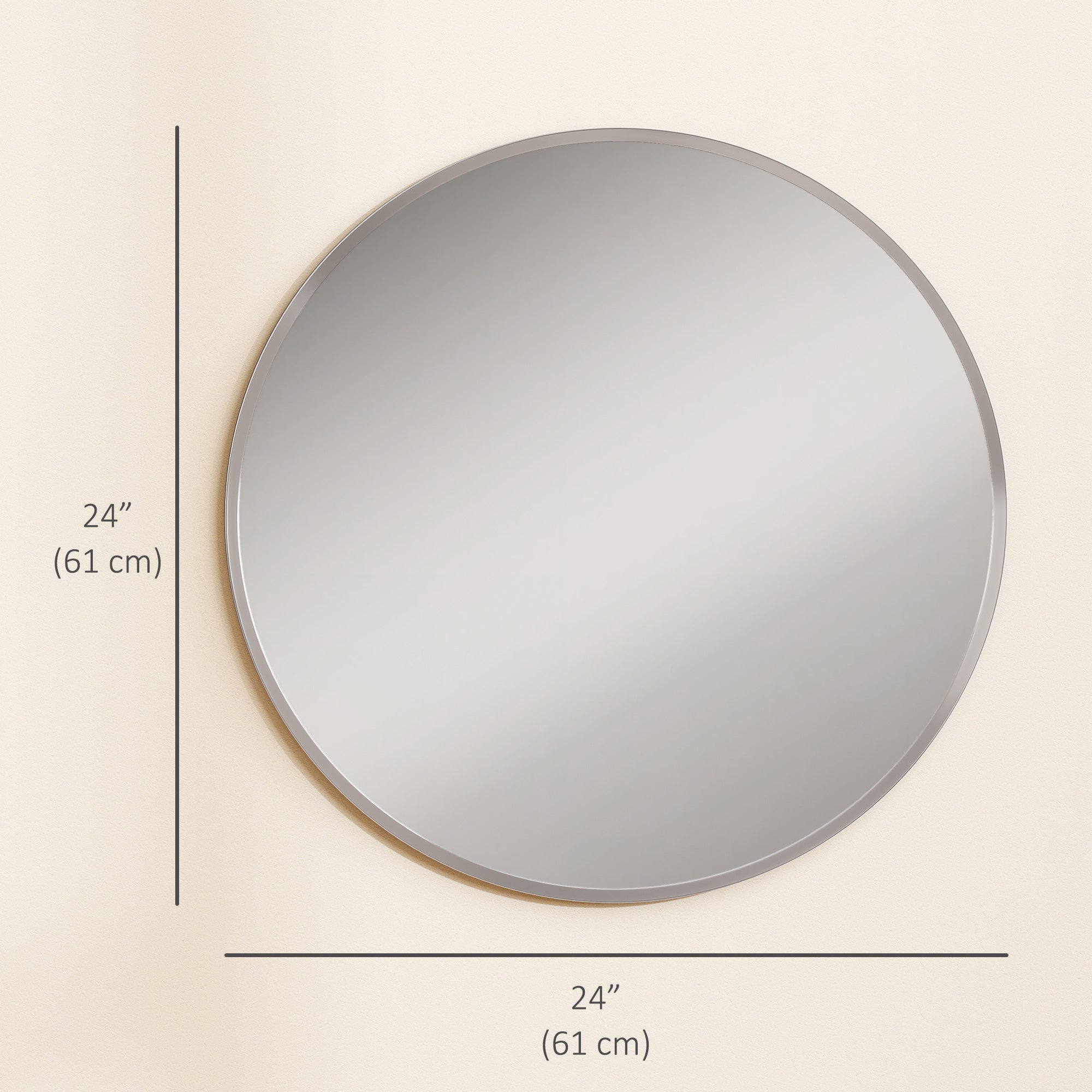 24" Decorative Wall Mirror for Bedroom Living Room, Modern Round Bathroom Mirror for Home Decor, Silver