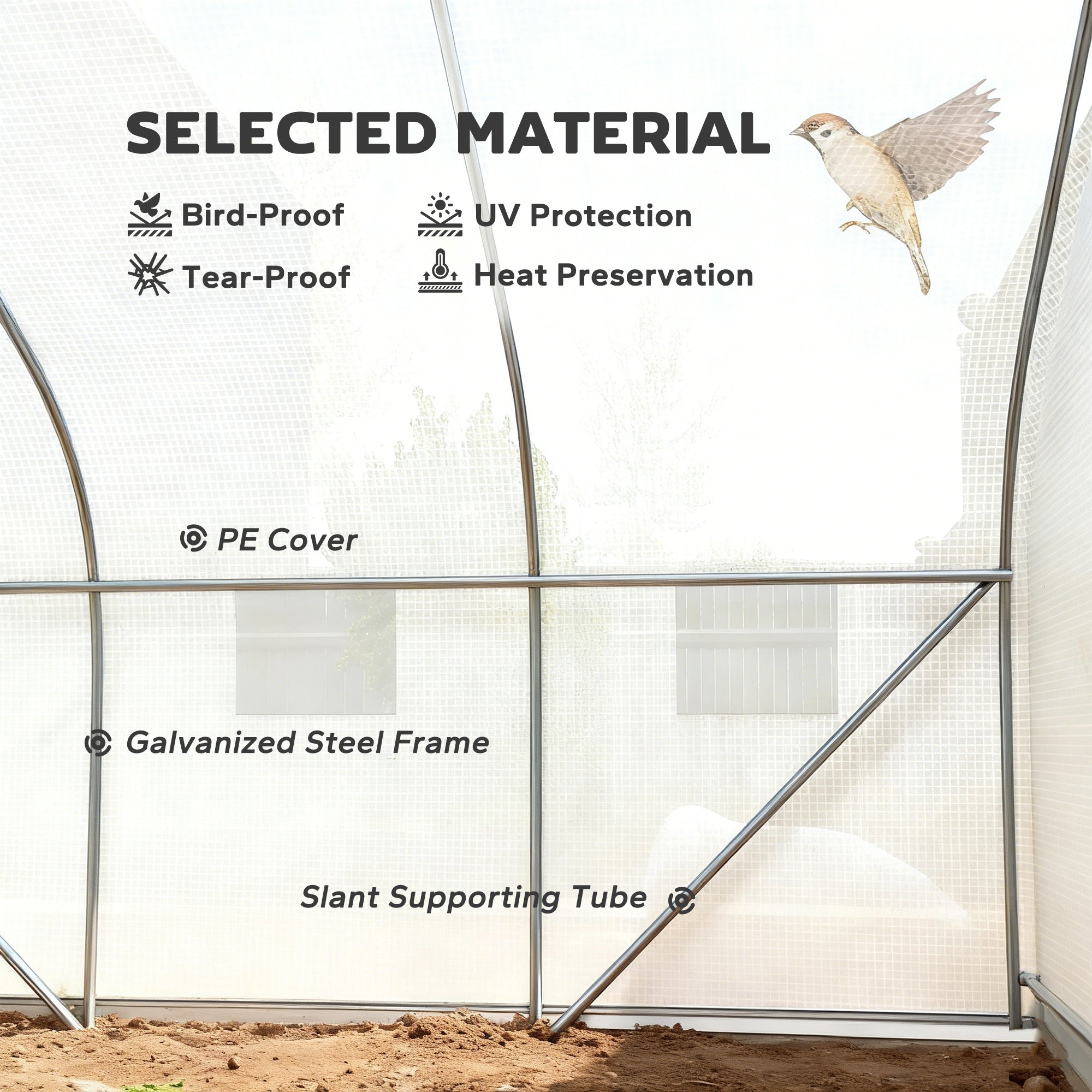 15'x10'x7' Greenhouse Gardening Planting Shed White