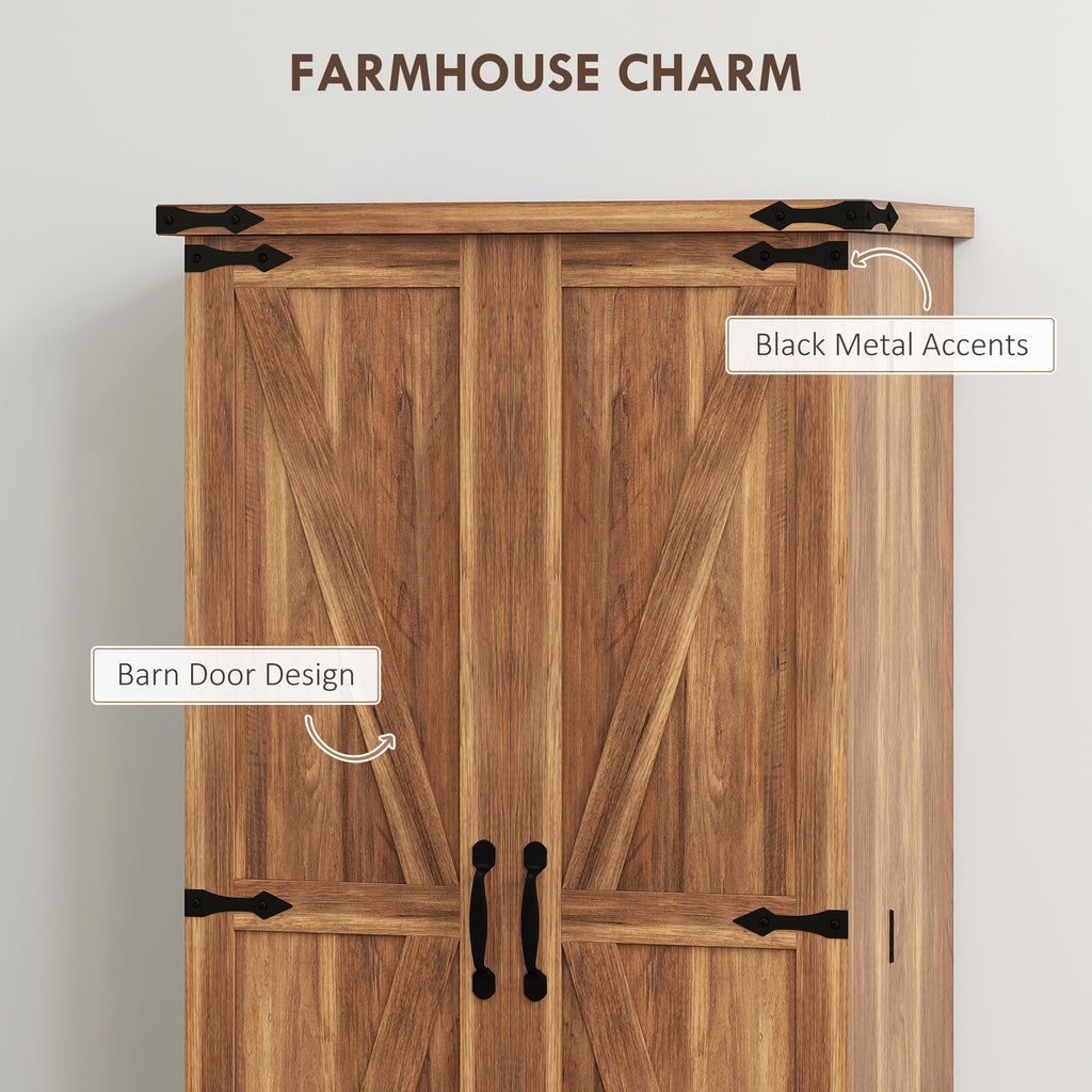 47" Kitchen Pantry Storage Cabinet, Farmhouse Kitchen Pantry Cabinet with Adjustable Shelves and Door Shelves, Brown